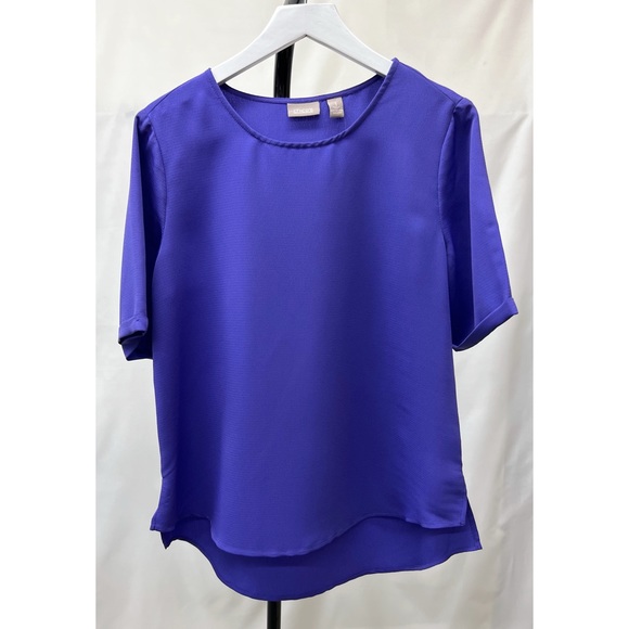 Chico's Purple Pullover High Low 3/4 Sleeve Blouse - Picture 6 of 14